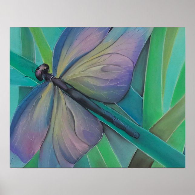 Dragonfly Abstract Wall Art | Colorful Nature Post (Front)