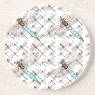 Dragonfly Air Force on White Coaster