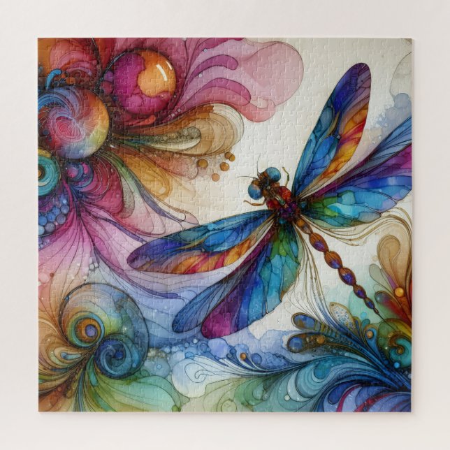 Dragonfly Alcohol Ink Jigsaw Puzzle (Vertical)