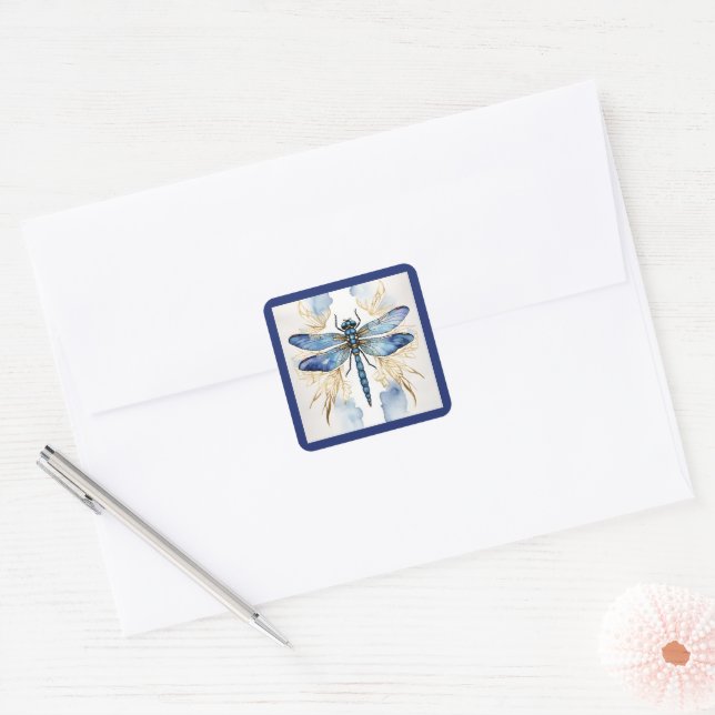 Dragonfly Alcohol Ink  Square Sticker (Envelope)