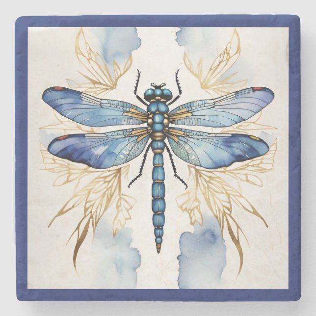 Dragonfly Alcohol Ink  Stone Coaster (Front)