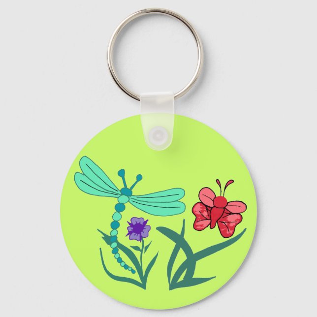 Dragonfly and Butterfly Key Ring (Front)