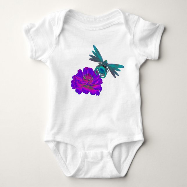 Dragonfly And Flower  Baby Bodysuit (Front)