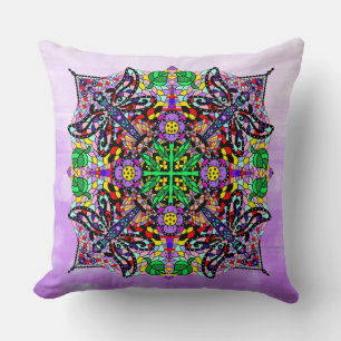 Dragonfly and Flower Themed Purple Colourful Cushion
