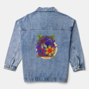 Dragonfly And Flowers Denim Jacket