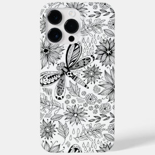 Dragonfly and flowers doodle Case-Mate iPhone 14 pro max case