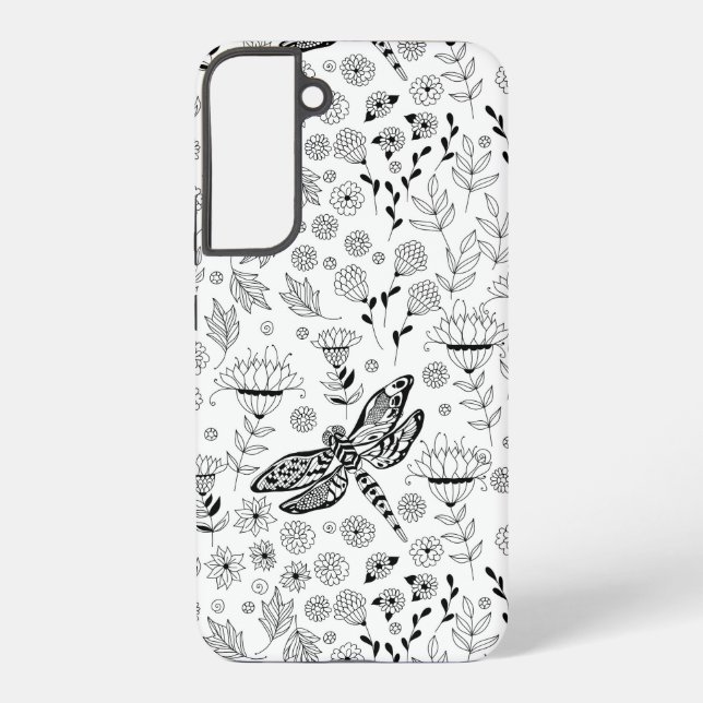 Dragonfly and flowers samsung galaxy s22+ case (Back)