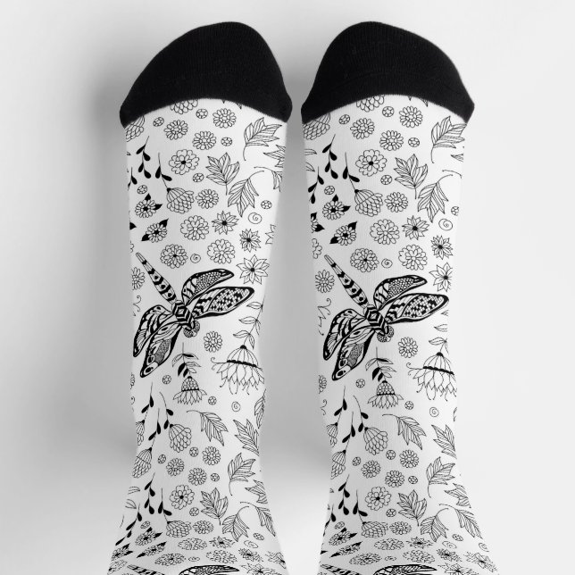 Dragonfly and flowers socks (Top)