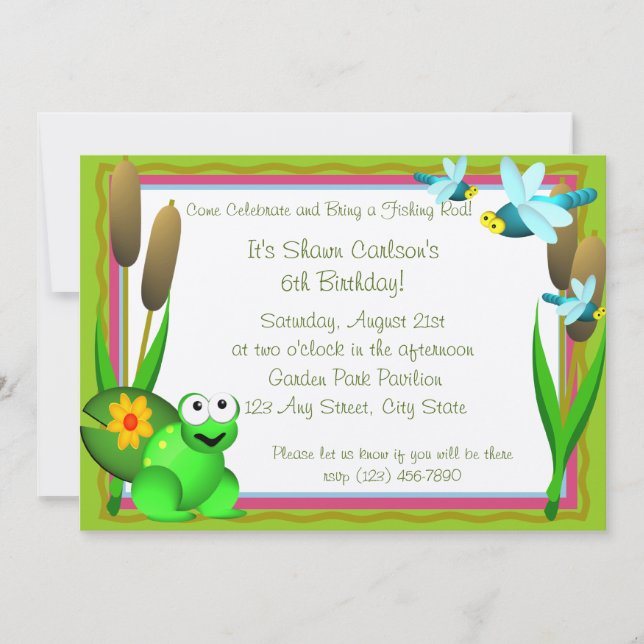 Dragonfly and Frog/ Birthday Invitation (Front)
