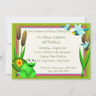 Dragonfly and Frog/ Birthday Invitation