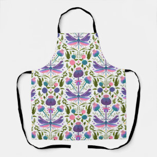 Dragonfly and Scotch Thistle Floral Apron