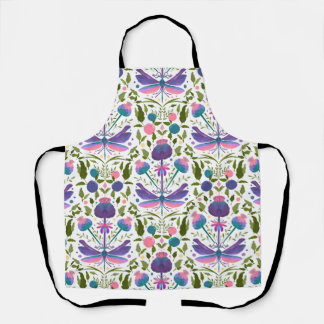 Dragonfly and Scotch Thistle Floral Apron