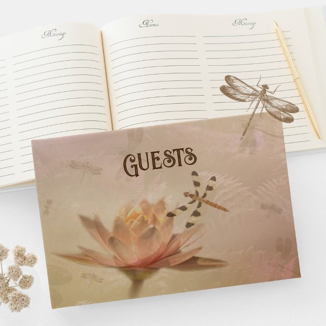 Dragonfly and Water Lily Wedding Guest Book (Creator Uploaded)