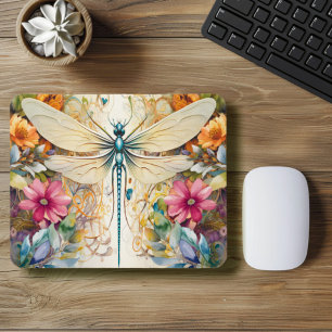 Dragonfly And Wildflowers Mouse Pad