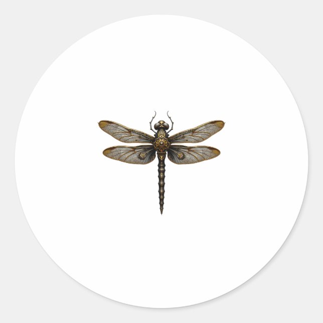 Dragonfly Animal Art Graphic Dragonfly (2) Classic Round Sticker (Front)