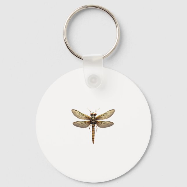Dragonfly Animal Art Graphic Dragonfly Key Ring (Front)