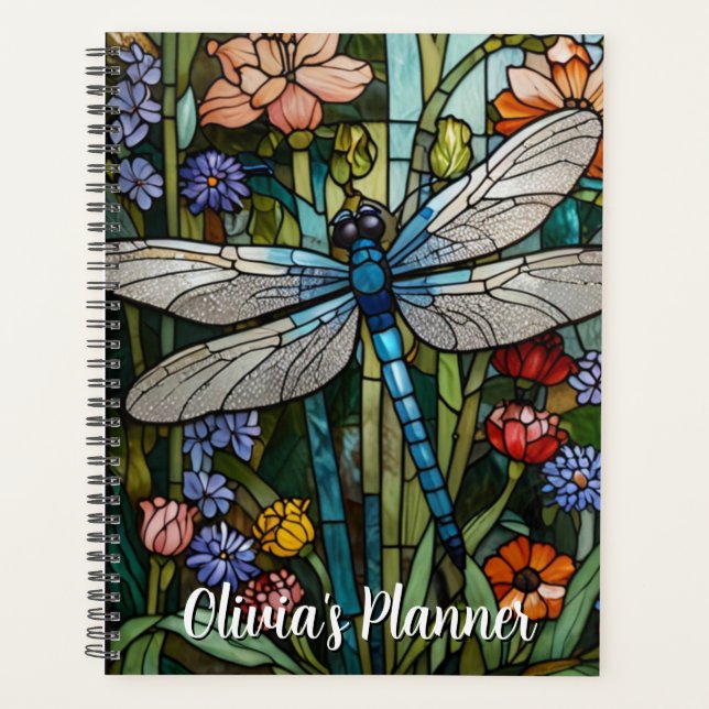 Dragonfly art boho floral botanical  planner (Front)