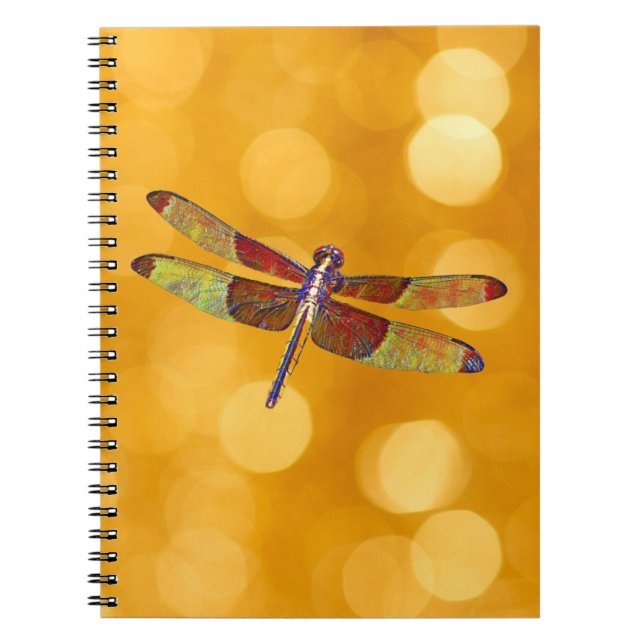 Dragonfly Art on Gold Journal Notebook (Front)