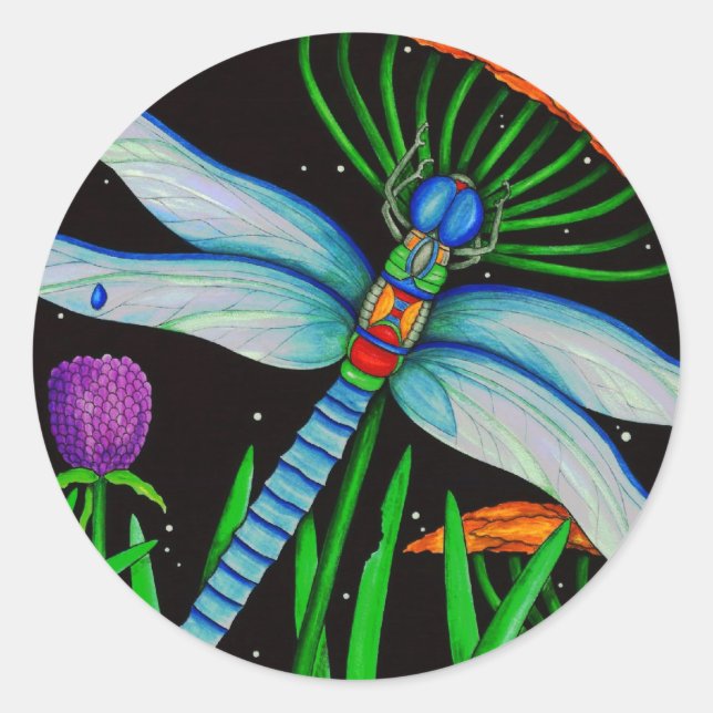 Dragonfly at Rest Classic Round Sticker (Front)