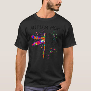 Dragonfly Autism Mum Messy Bun Autism Awareness Da T-Shirt