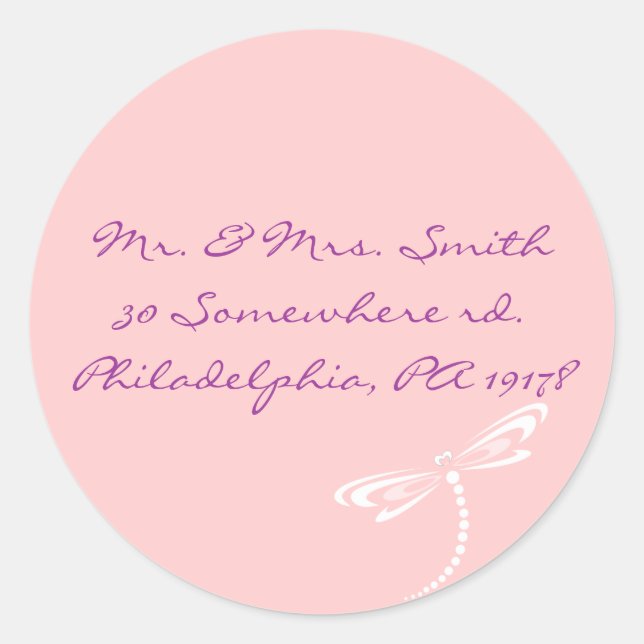 Dragonfly Bat Mitzvah Return Address Sticker Label (Front)