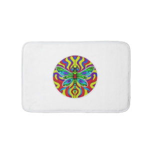 Dragonfly Beautiful, colourful, and ornate Bath Mat
