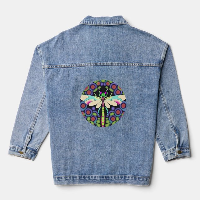 Dragonfly Beautiful, colourful, and ornate    Denim Jacket (Back)