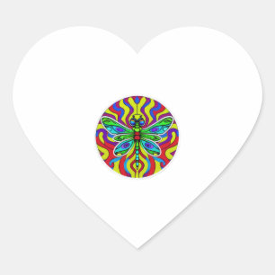 Dragonfly Beautiful, colourful, and ornate Heart Sticker