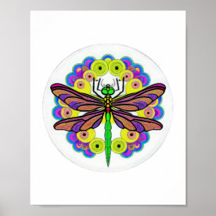 Dragonfly Beautiful, colourful, and ornate Poster