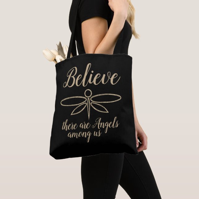 Dragonfly Believe Tote Bag (Close Up)