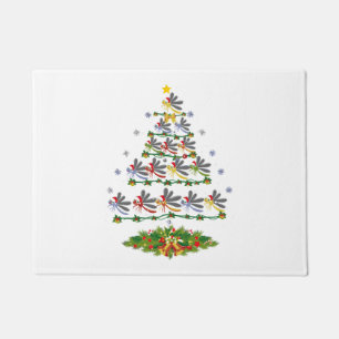 Dragonfly Bird Christmas Tree Gift Funny Christmas Doormat