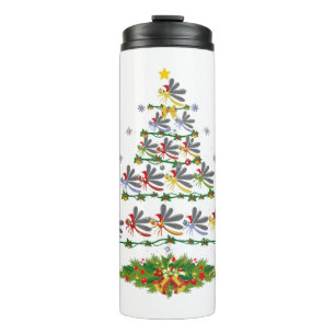 Dragonfly Bird Christmas Tree Gift Funny Christmas Thermal Tumbler