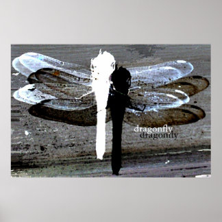 Dragonfly (black and white seperation) poster