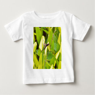 Dragonfly Blue and black on grass. Baby T-Shirt