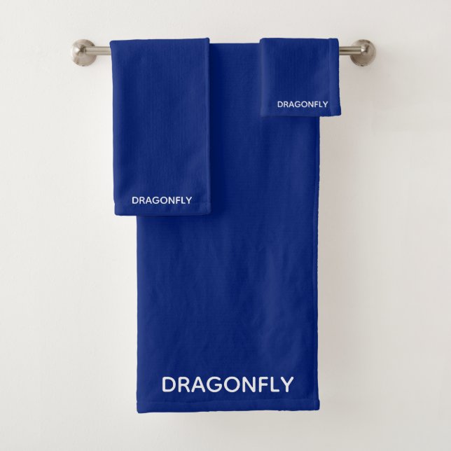 Dragonfly blue color name bath towel set (Insitu)