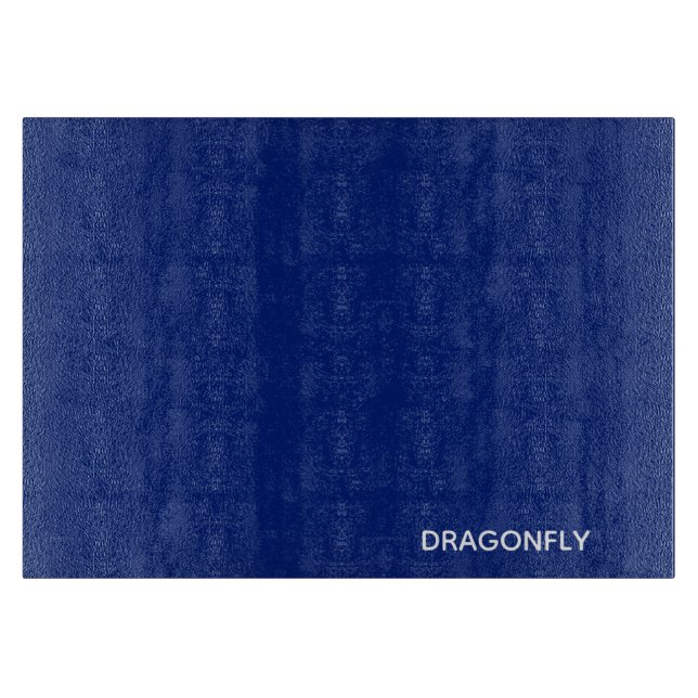 Dragonfly blue colour name cutting board (Front)