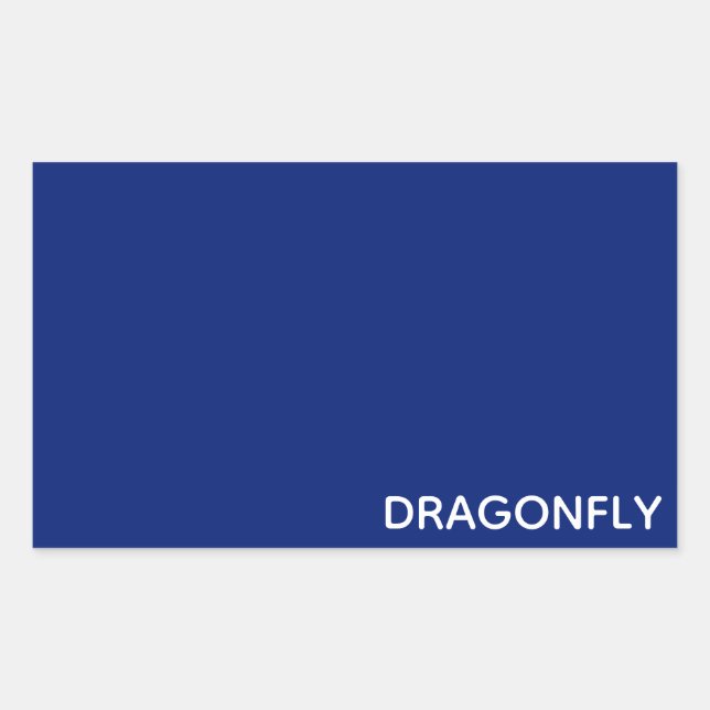 Dragonfly blue colour name rectangular sticker (Front)