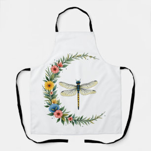 Dragonfly Boho Crescent Moon Peace Sign Hippie Dra Apron