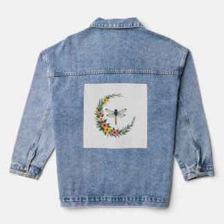 Dragonfly Boho Crescent Moon Peace Sign Hippie Dra Denim Jacket
