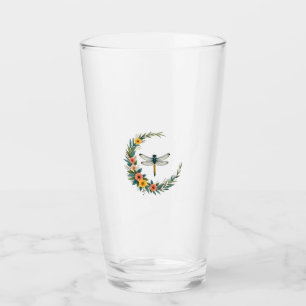 Dragonfly Boho Crescent Moon Peace Sign Hippie Dra Glass