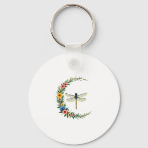 Dragonfly Boho Crescent Moon Peace Sign Hippie Dra Key Ring
