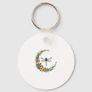 Dragonfly Boho Crescent Moon Peace Sign Hippie Dra Key Ring