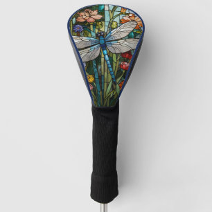 Dragonfly boho floral botanical stain glass golf head cover