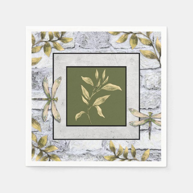 Dragonfly Botanic Paper Napkin (Front)