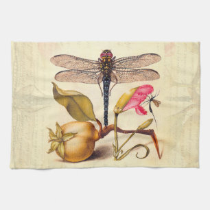 Dragonfly Botanical Nature Wildlife Hoefnagel Art Tea Towel