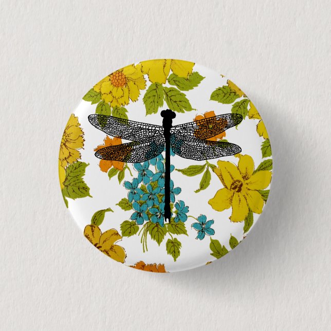 dragonfly Bug Insect nature Silhouette art  3 Cm Round Badge (Front)