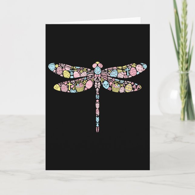 Dragonfly Bunny Easter Egg Easter Day Womens Mens  Card (Front)