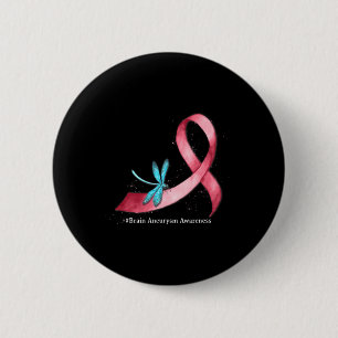 Dragonfly Burgundy Ribbon Brain Aneurysm Awareness 6 Cm Round Badge