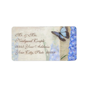 Dragonfly Butterfly Delphinium n Poppy Floral Art Label