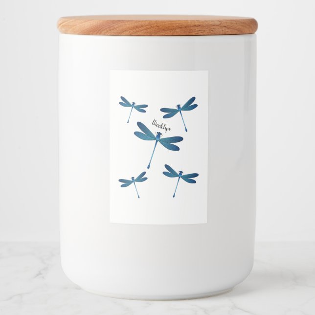 Dragonfly cartoon illustration food label (Front)